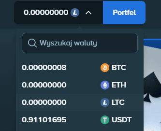 Select cryptocurrency